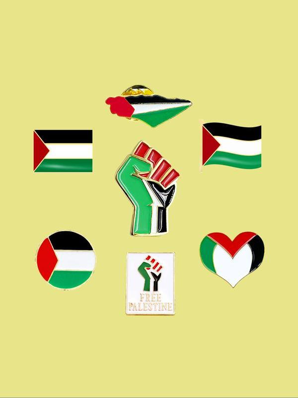 Colorblock Palestinian Flag Design Brooch, 2024 New Style Hand Raising Design Brooch for Bag Decor, Fashion Accessories for Men & Women