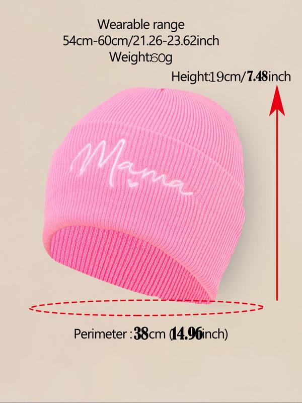 Letter & Heart Embroidery Beanie Hat, Casual Outdoor Thick Warm Knit Hat for Fall & Winter, Fashion Accessories for Both Men & Women