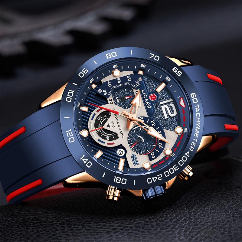 LICARR Waterproof Chronograph Men's Watch Sports Calendar