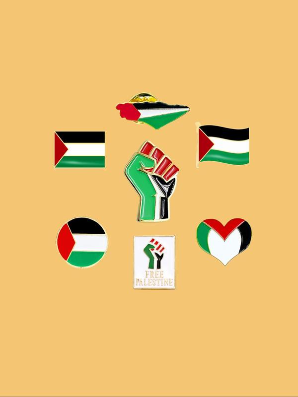 Colorblock Palestinian Flag Design Brooch, 2024 New Style Hand Raising Design Brooch for Bag Decor, Fashion Accessories for Men & Women