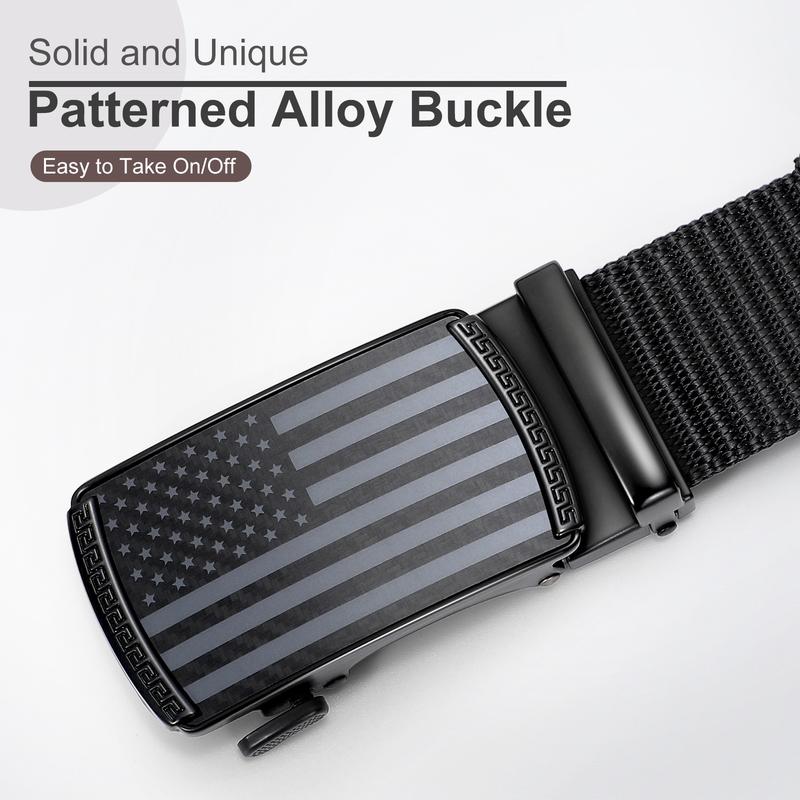 Ratchet Golf Belt for Men, Nylon Web Tactical Belt with Automatic Slide