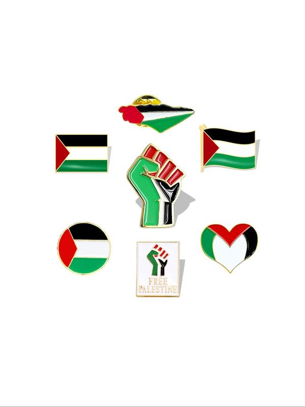 Colorblock Palestinian Flag Design Brooch, 2024 New Style Hand Raising Design Brooch for Bag Decor, Fashion Accessories for Men & Women