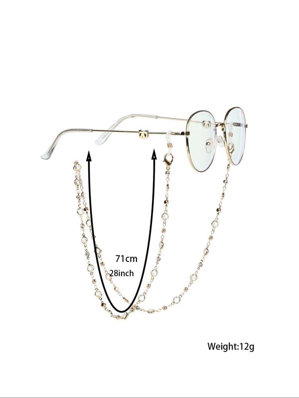 Women's Elegant Artificial Crystal Decorated Beaded Eyeglass Chain, Vintage Trendy Beaded Eyeglass Holder Strap, Glasses Decorative Chain for Women