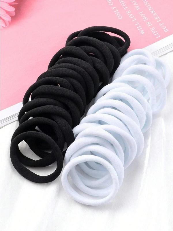 50pcs Summer Simple Plain High Elastic Hair Ties Daily Casual Versatile Hair Accessories forWomen, Minimalist Headwear Suitable for ThickHair, Fashion Hair Accessories for Party, DailyClothing Decor