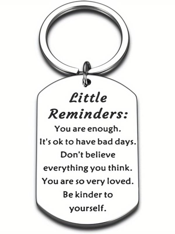 Little Reminders Letter Pattern Keychain, Stainless Steel Keychain for Women Men, Inspirational Birthday Daily Affirmation Self Love Gifts for Friends Him Her