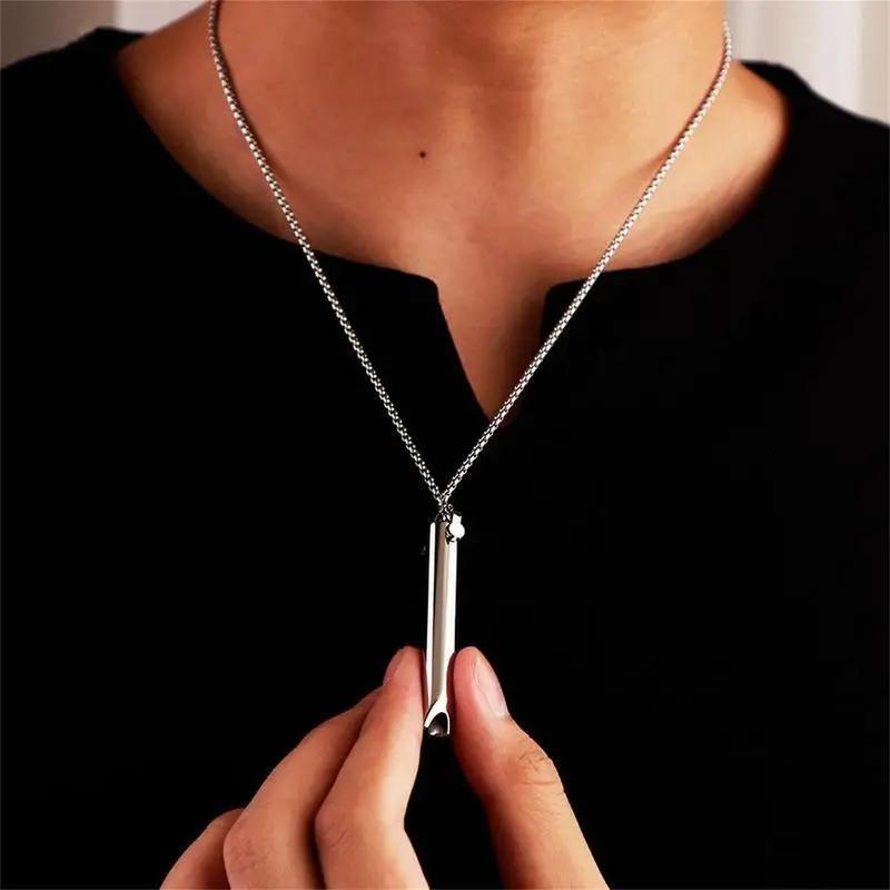 Stainless Steel Anxiety Release Necklace, Mindfulness Breathing Necklace, Stress Relief Necklace, Sports & Outdoor Accessories