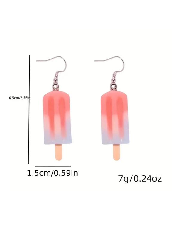 1 Pair Resin Ice Cream Design Dangle Earrings, Creative Colorblock Jewelry For Women