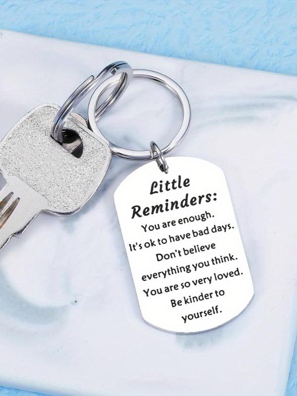 Little Reminders Letter Pattern Keychain, Stainless Steel Keychain for Women Men, Inspirational Birthday Daily Affirmation Self Love Gifts for Friends Him Her