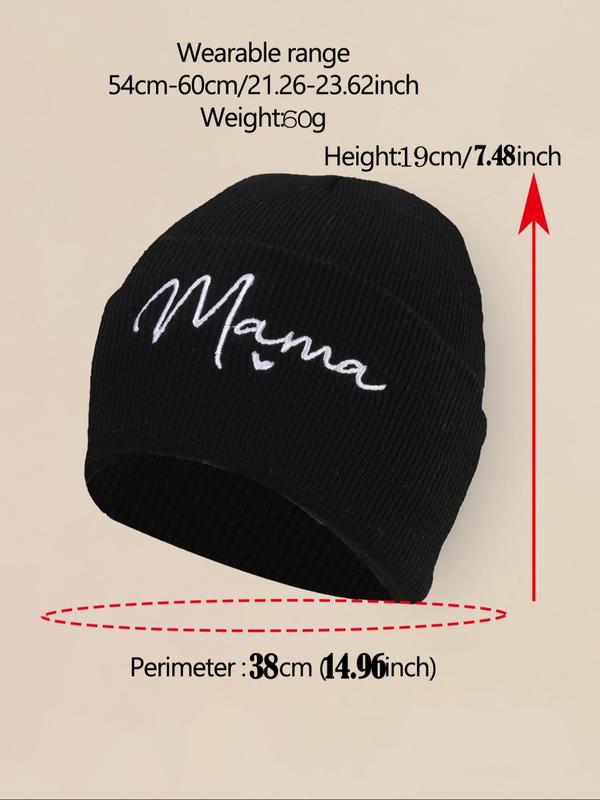 Letter & Heart Embroidery Beanie Hat, Casual Outdoor Thick Warm Knit Hat for Fall & Winter, Fashion Accessories for Both Men & Women