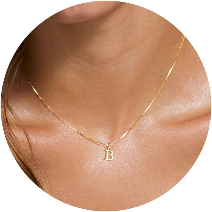 Moodear Initial Necklaces for Women Dainty Letter Tiny A-Z Pendant Choker Trendy Cute Personalized Monogram Name Necklace Jewelry Gift for Christmas 2024 Ornament