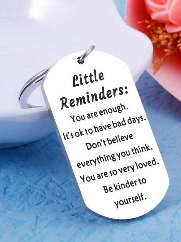 Little Reminders Letter Pattern Keychain, Stainless Steel Keychain for Women Men, Inspirational Birthday Daily Affirmation Self Love Gifts for Friends Him Her