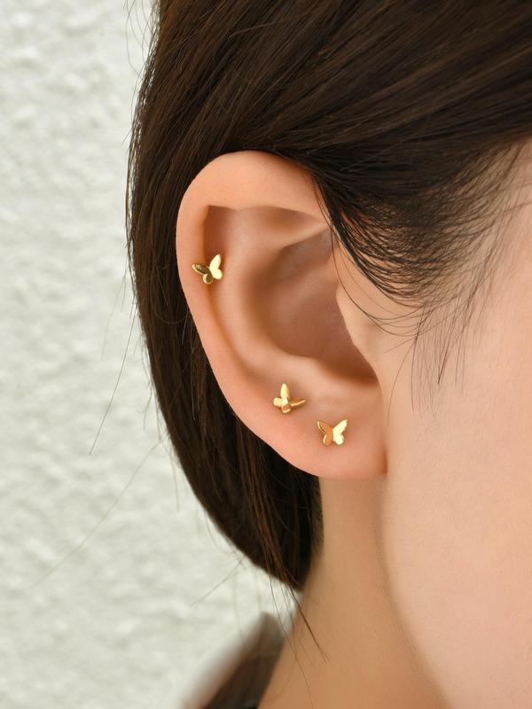 6pcs set Women's Elegant Butterfly Design Stud Earrings, Fashionable Jewelry For Party, Daily Clothing Decor For Girl