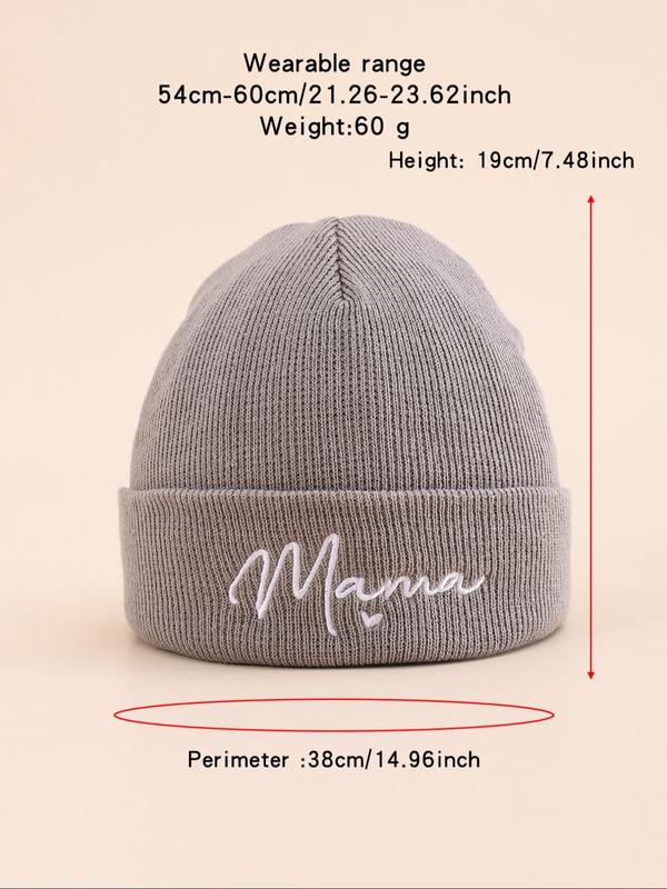 Letter & Heart Embroidery Beanie Hat, Casual Outdoor Thick Warm Knit Hat for Fall & Winter, Fashion Accessories for Both Men & Women