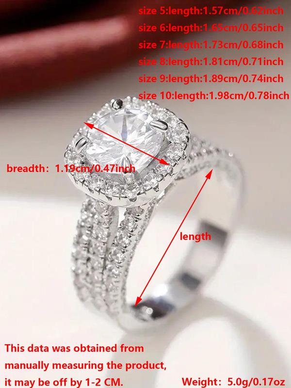 Elegant Rhinestone Decorated Engagement Ring, Fashion Accessories for Women, Trendy All-match & Exquisite Jewelry for Birthday Gift