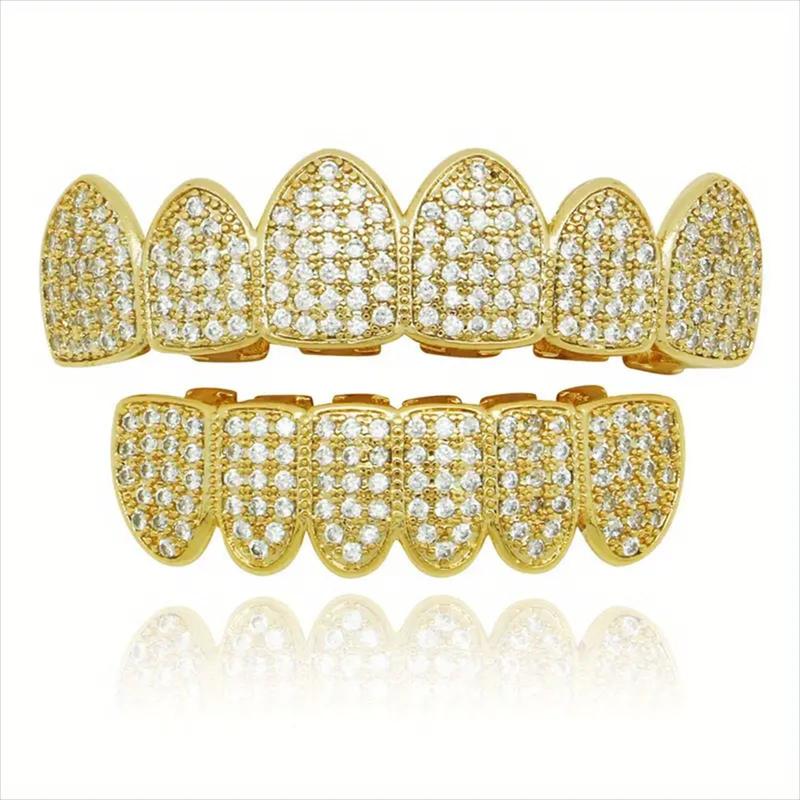 Hip Hop Cubic Zirconia Teeth Grills for Rappers and Cosplayers - Punk Style Accessory Set