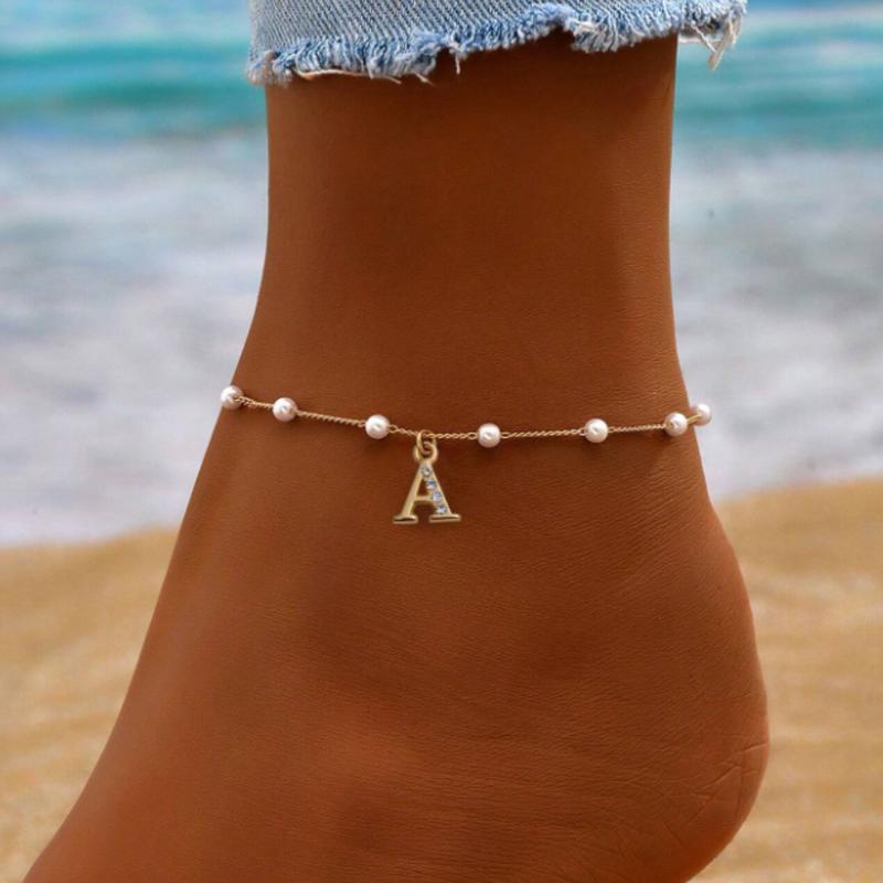 Elegant Fashion trend anklet, resort style 26 letters for women