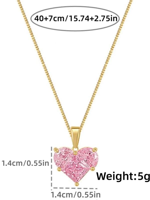 Fashion Rhinestone Decor Heart Shaped Pendant Necklace for Women,  Fashion Jewelry for Party, Daily Clothing Decor, Trendy All-match & Exquisite Jewelry for Birthday Gift without Box