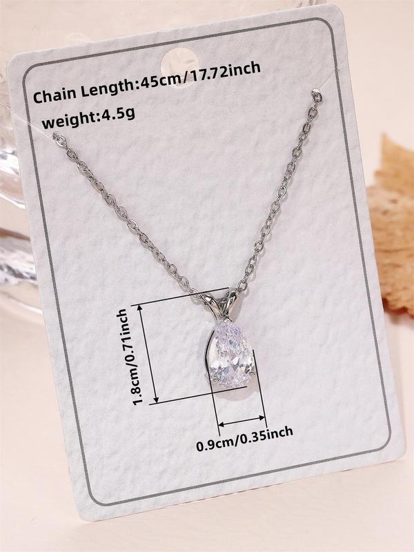 Elegant Rhinestone Decorated Water Drop Pendant Necklace for Women,  Fashion Jewelry for Party, Daily Clothing Decor, Trendy All-match & Exquisite Jewelry without Box