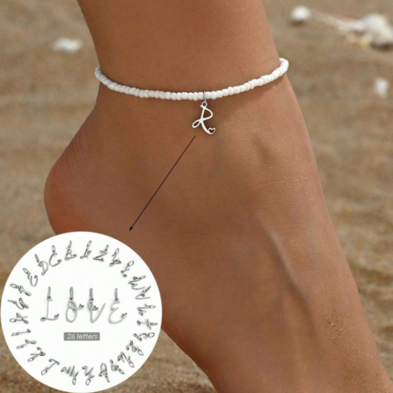 Elegant Fashion trend anklet, resort style 26 letters for women