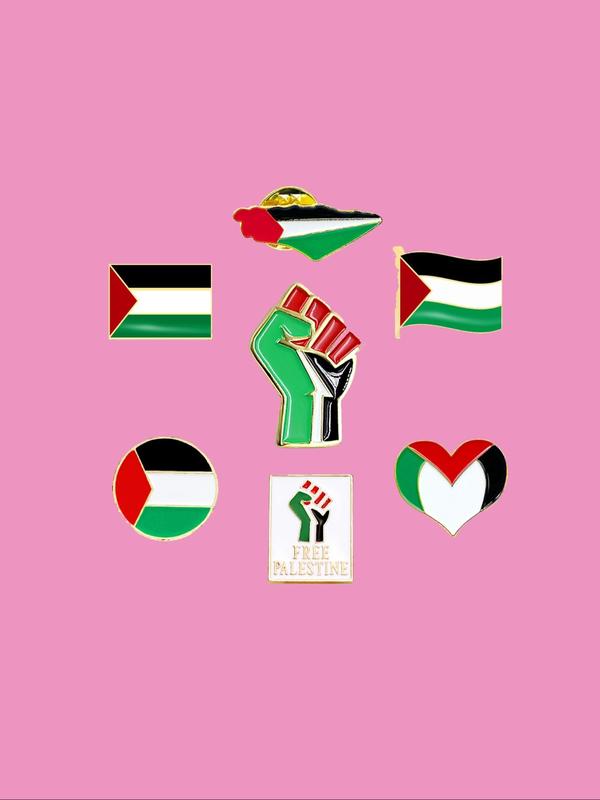 Colorblock Palestinian Flag Design Brooch, 2024 New Style Hand Raising Design Brooch for Bag Decor, Fashion Accessories for Men & Women