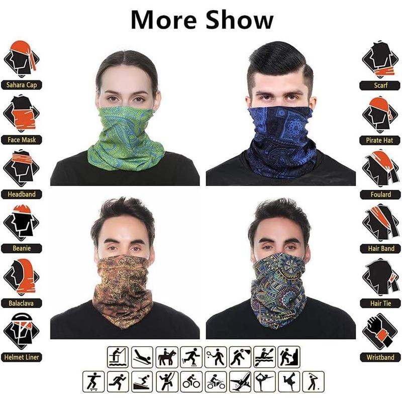 Headband Neck Gaiter Head Wrap Headwear Face Mask Magic Scarf Bandana for Men and Women