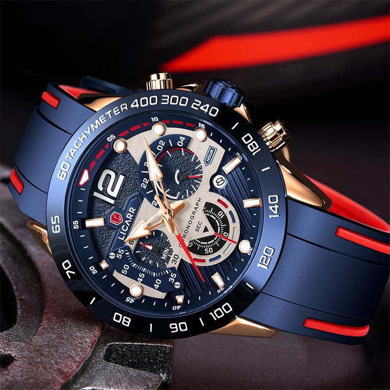 LICARR Waterproof Chronograph Men's Watch Sports Calendar