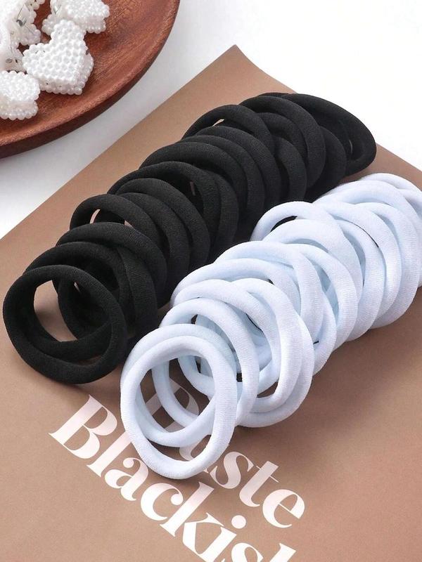 50pcs Summer Simple Plain High Elastic Hair Ties Daily Casual Versatile Hair Accessories forWomen, Minimalist Headwear Suitable for ThickHair, Fashion Hair Accessories for Party, DailyClothing Decor