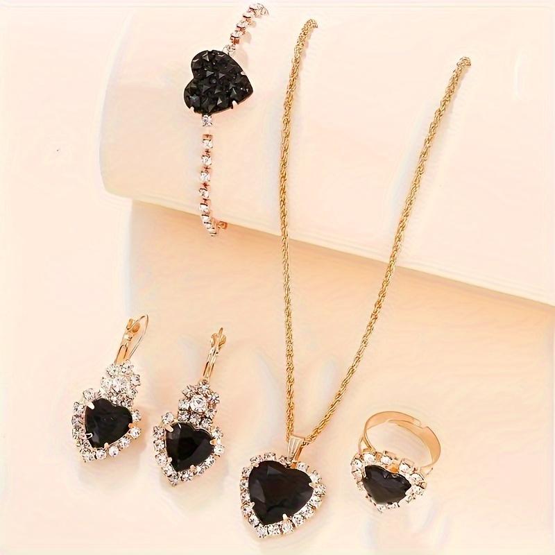 4pcs luxury fashion chic jewelry set sparkling design dazzling jewelry sets, party, holiday gifts