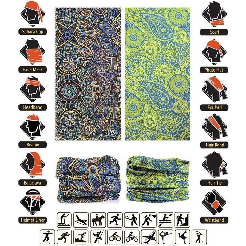 Headband Neck Gaiter Head Wrap Headwear Face Mask Magic Scarf Bandana for Men and Women