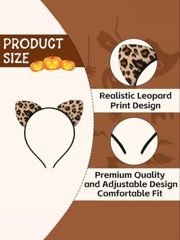 Leopard Print Cat Ear Design Hair Band, Cute Hair Accessories for Women & Girls, Fashion Hair Accessories for Party, Daily Clothing Decor