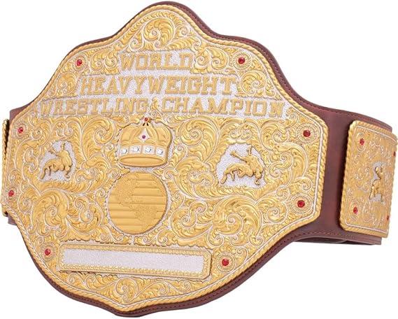 Dual Big Gold BELT World Heavyweight Championship Wrestling belt 2 MM Brass Browne,Best Material ,and bast Gift For Mans ,Best Gift For Christmas or New Year