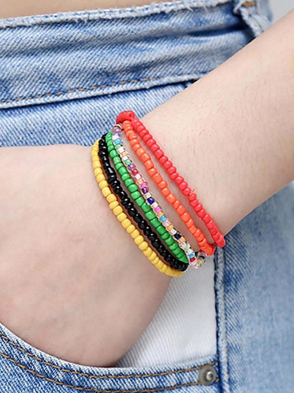 Boho Style Colorful Beaded Bracelet, 17pcs set Fashion Mixed Color Beaded Bracelet for Women & Girls, Casual Jewelry for Party Beach Vacation, Cute Holiday Gift for Women and Girls, Friendship Bracelets