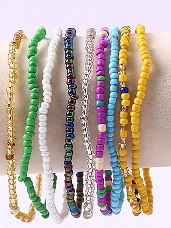 Boho Style Colorful Beaded Bracelet, 17pcs set Fashion Mixed Color Beaded Bracelet for Women & Girls, Casual Jewelry for Party Beach Vacation, Cute Holiday Gift for Women and Girls, Friendship Bracelets