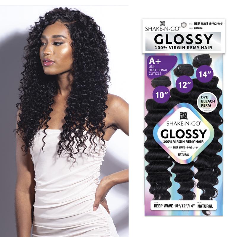 Shake-N-Go Virgin Remy Hair Weave Glossy 3 Bundles Deep Wave