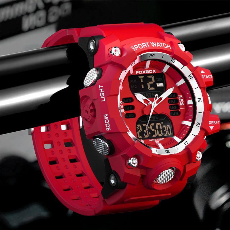 LIGE Durable Anti Shock Active Luminous Digital Analog Sports Watch with Calendar Multi Timezone Chronograph