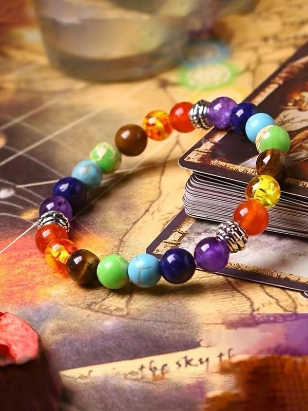 Colorblock Eight Planets Beaded Bracelet, Fashionable Beaded Bracelet for Women & Men, Trendy All-match & Exquisite Jewelry for Birthday Gift