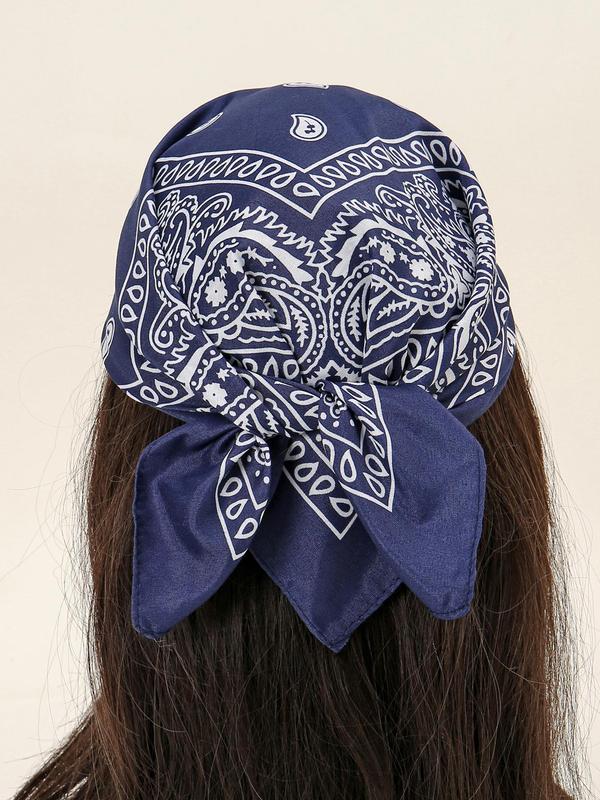 Fashion Paisley Print Square Hijab, Casual Versatile Bandana for Women & Men, Fashion Accessories for Daily Wear