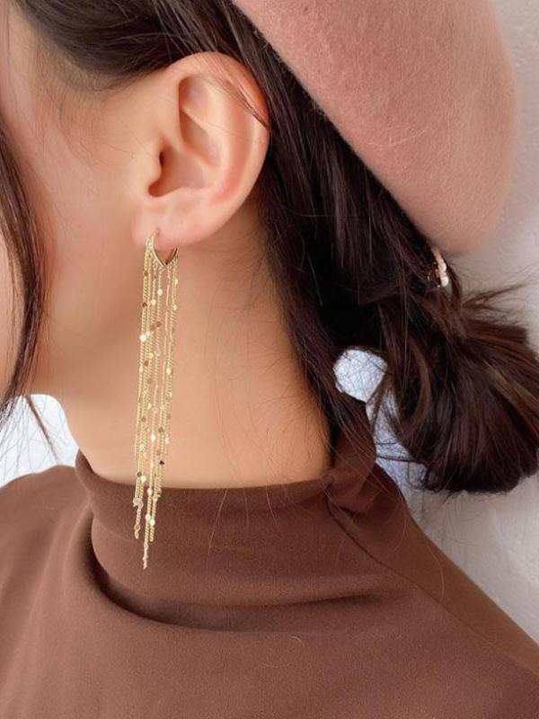 Fashionable Tassel Design Dangle Earrings, 1 Pair Elegant Jewelry for Party, Daily Clothing Decor, Trendy All-match & Exquisite Jewelry for Birthday Gift