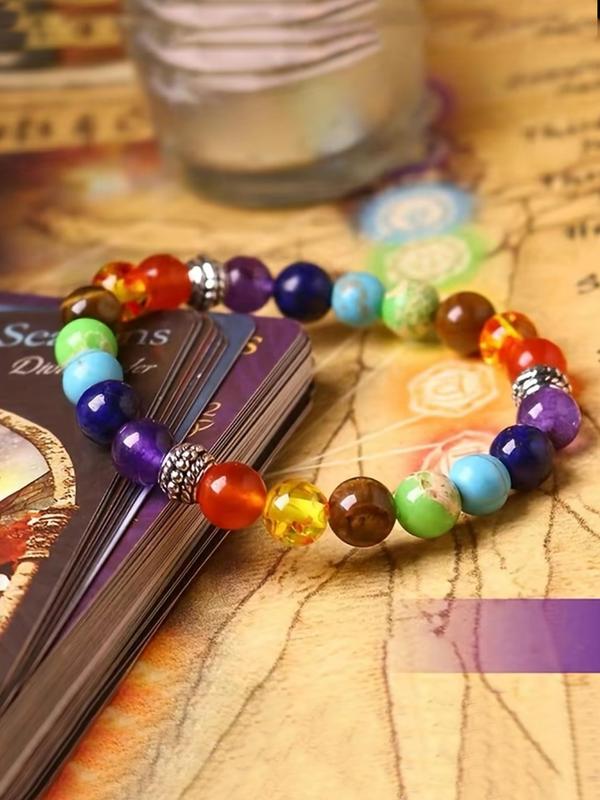 Colorblock Eight Planets Beaded Bracelet, Fashionable Beaded Bracelet for Women & Men, Trendy All-match & Exquisite Jewelry for Birthday Gift