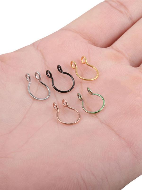 5pcs Unisex Cute U-shaped Nose Ring, Stainless Steel Casual Simple Nose Clip for Daily Wear, Nose Jewelry for Women & Men