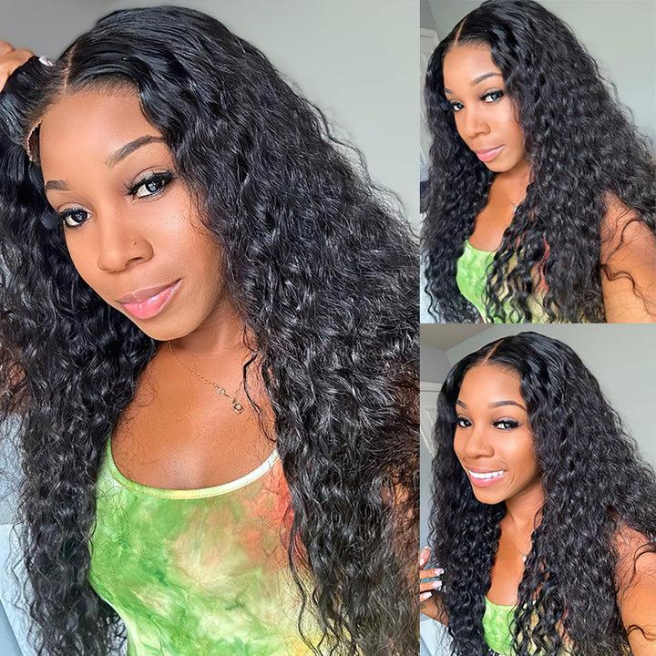 [Beginner Friendly] ALIGLOSSY 5X5 Glueless Deep Wave Lace Closure Wig 180 Density Wear And Go Pre Everything Ready To Wear Deep Curly Human Hair Wigs