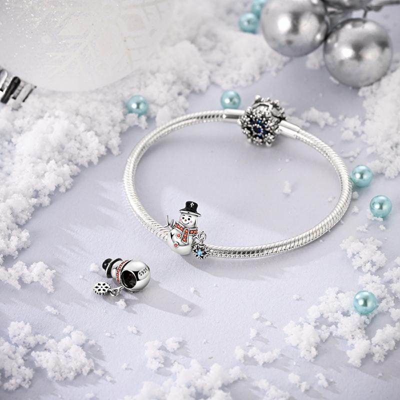 925  Silver Christmas Snowman Penguin Snowflake Charms Beads Fit Original Panduola Bracelet For Women Jewelry Making Gifts for Halloween and Christmas