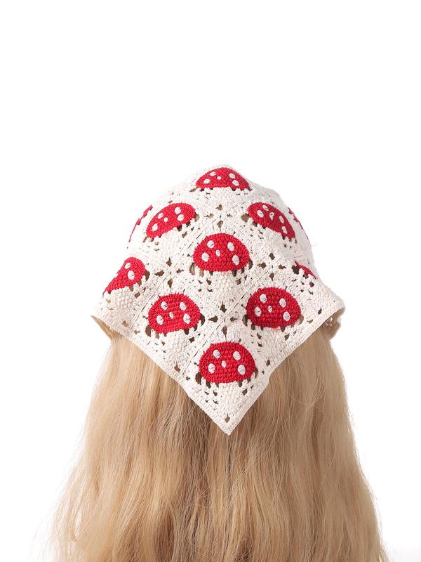 Cartoon Mushroom & Strawberry Pattern Hair Band,  Elegant Cute Knit Embroidery Hair Band for Women & Girls, Fashion Hair Accessories for Party, Daily Clothing Decor