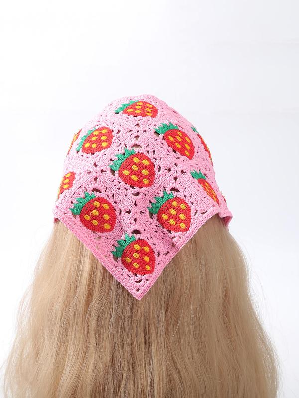 Cartoon Mushroom & Strawberry Pattern Hair Band,  Elegant Cute Knit Embroidery Hair Band for Women & Girls, Fashion Hair Accessories for Party, Daily Clothing Decor