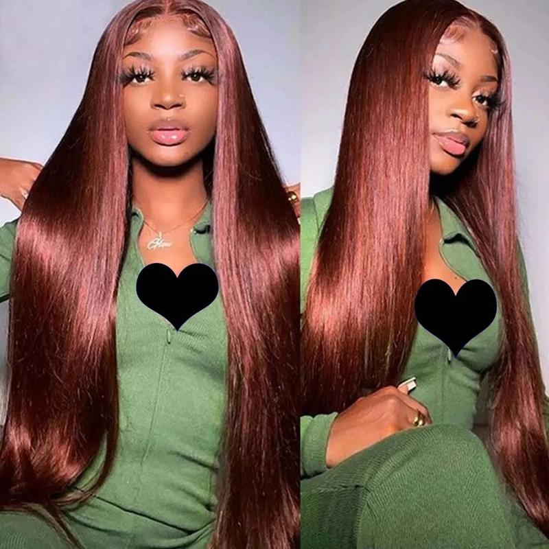 Bling Hair 33# Red Brown(Ginger) Wig Human Hair 13x4 Body Wave Lace Frontal Wig 180% Density Transparent Lace Front Wigs For Women