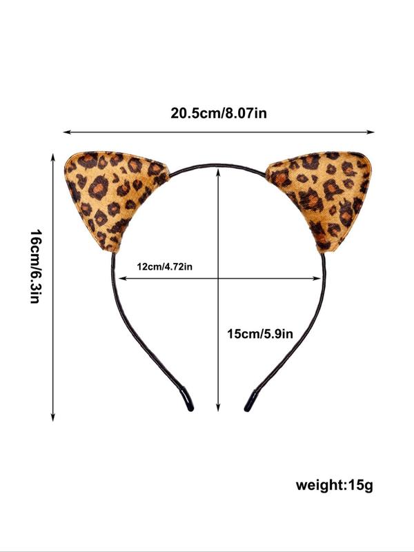 Leopard Print Cat Ear Design Hair Band, Cute Hair Accessories for Women & Girls, Fashion Hair Accessories for Party, Daily Clothing Decor