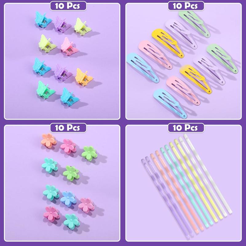 Hair Accessories for Girl, 1784  Elastic Hair Ties Set 24 Color Hair Rubber Bands with Organizer Box Cotton  Hair Ties Hair Styling Tool Set  Hair Clips Hair Elastic  Scissor