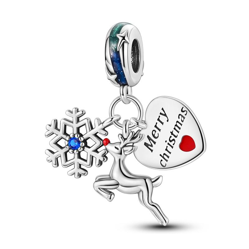 925  Silver Christmas Snowman Penguin Snowflake Charms Beads Fit Original Panduola Bracelet For Women Jewelry Making Gifts for Halloween and Christmas