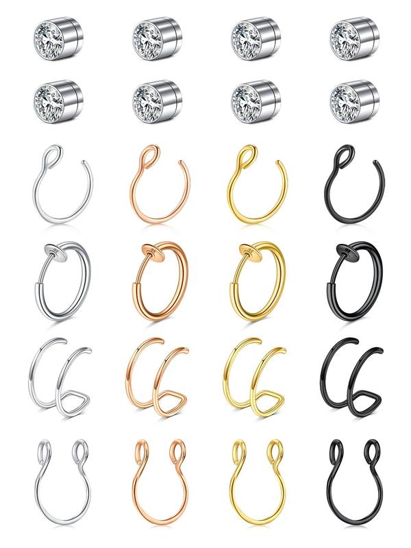 Magnetic Nose Ring, Stainless Steel Fake Nose Ring, Fashionable Body Jewelry for Women & Men, Trendy All-match & Exquisite Jewelry for Birthday Gift