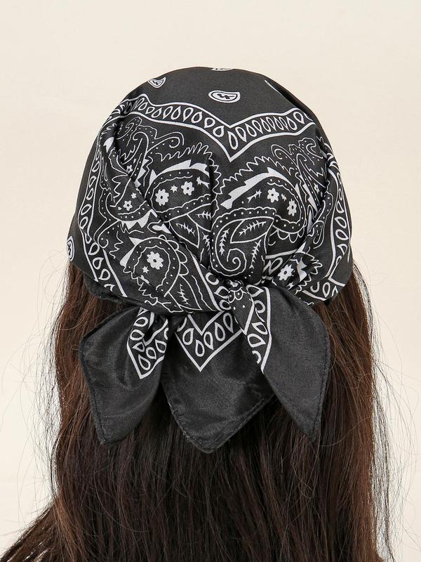 Fashion Paisley Print Square Hijab, Casual Versatile Bandana for Women & Men, Fashion Accessories for Daily Wear